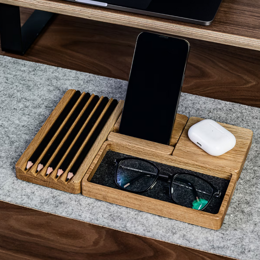 Premium Wooden Desk Organizer Tray Set