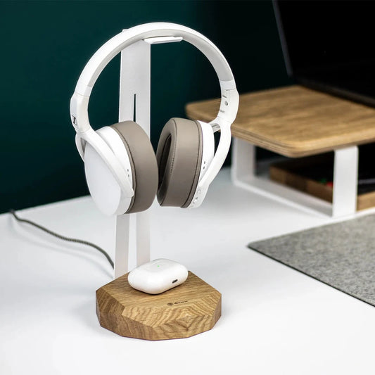 Wooden Headphone Stand with Wireless Charger